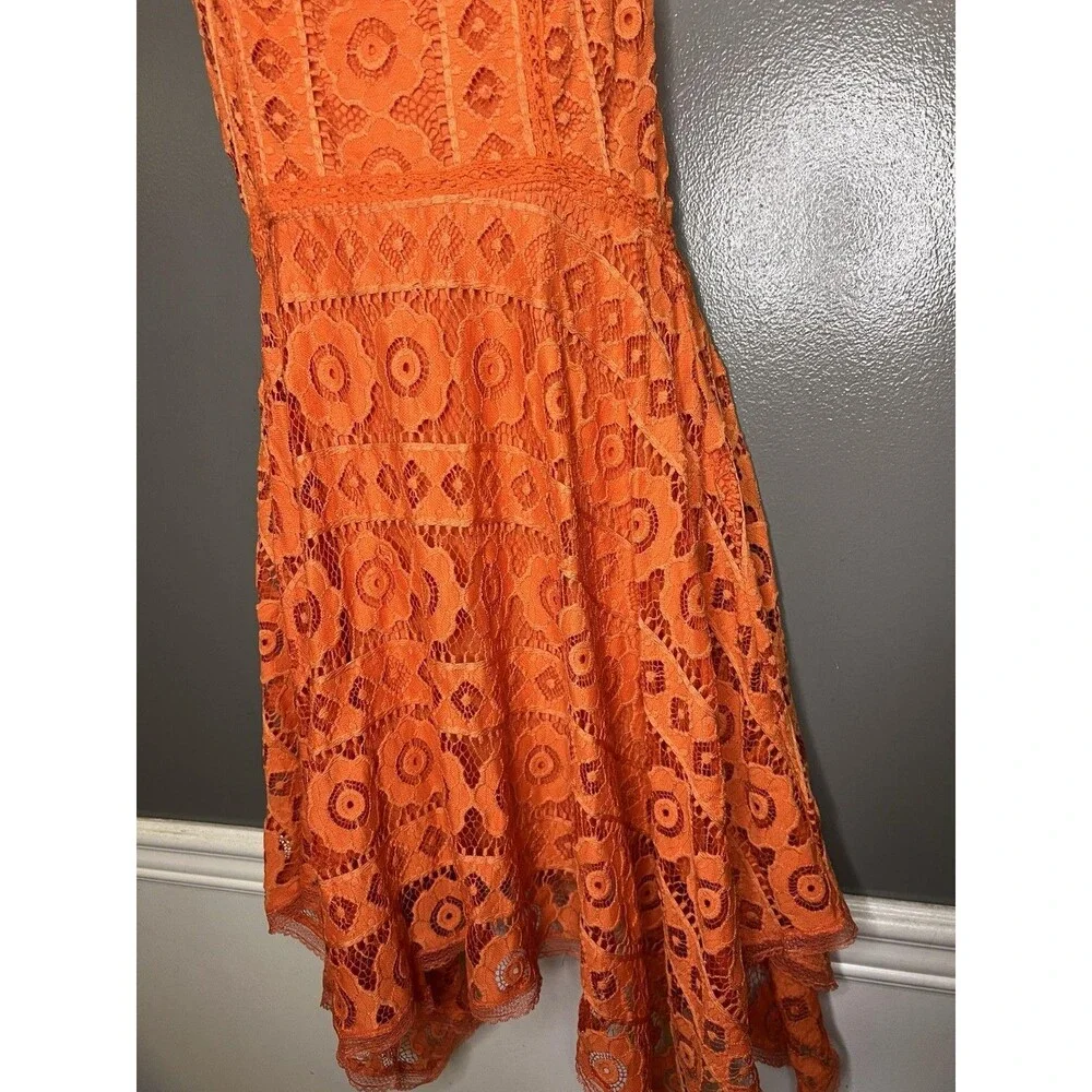 Free People Dress Womens 4 Orange Lace Halter Fit & Flare Short Boho Sundress